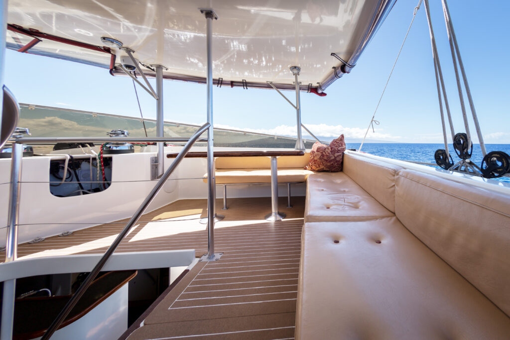 Starboard seating on the Hula Girl Fly Bridge
